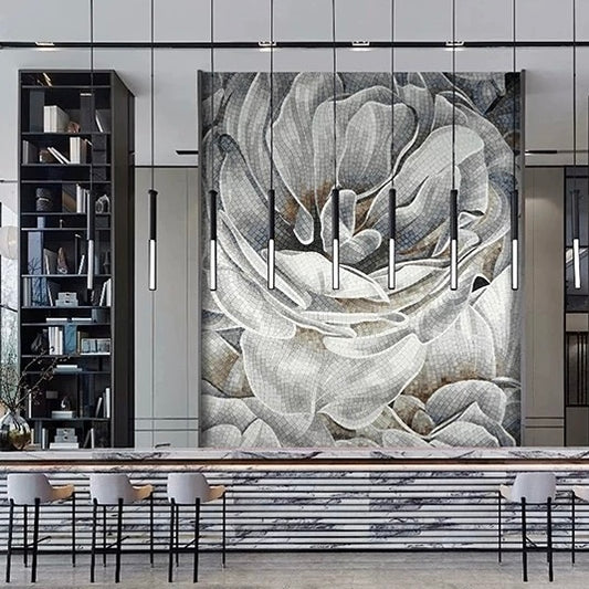 Custom Luxury Glass Mosaic Mural Bold Floral Design