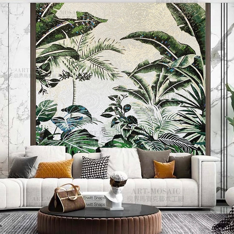 custom-glass-mosaic-mural-tropical-plants-banana-leaves