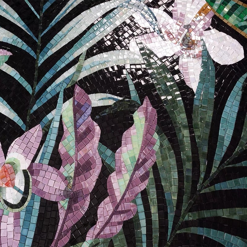 custom-glass-mosaic-mural-tropical-rainforest-plants-and-leaves
