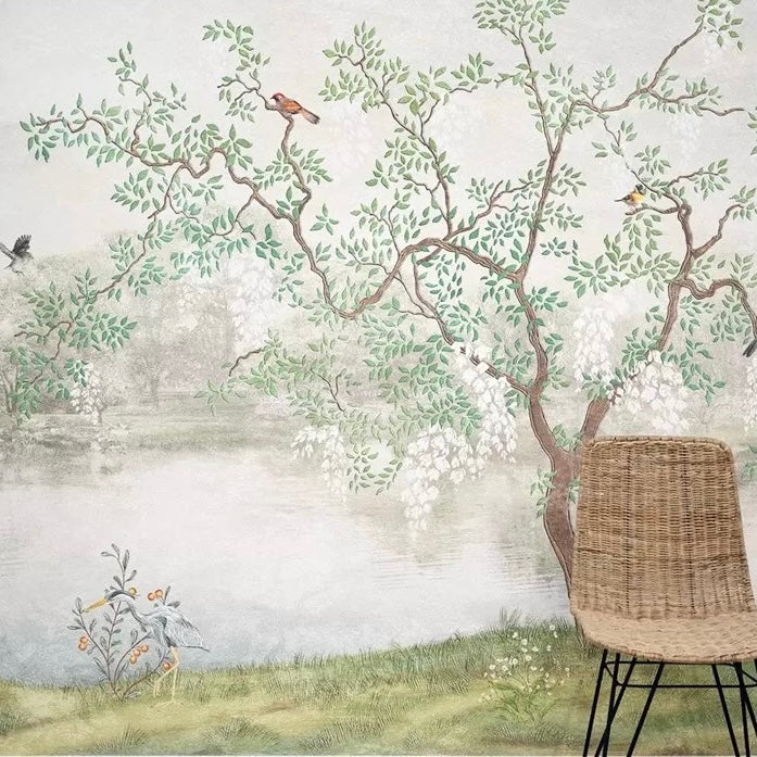 custom-wallpaper-mural-for-living-room-pastoral-tree-and-birds