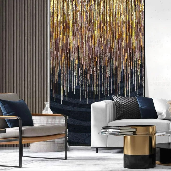 Custom Luxury Glass Mosaic Mural Wall Tiles Abstract Art