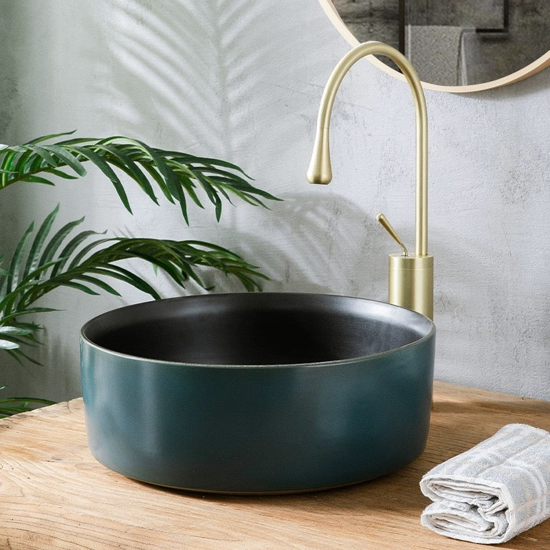 Small Size Chinese Ceramic Countertop Round Basin Lavabo Porcelain Bathroom Sink