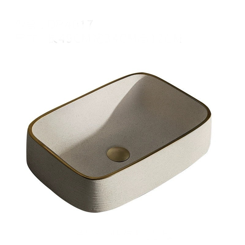 Minimalist Chinese Ceramic Art Countertop Square Basin Lavabo Porcelain Bathroom Sink