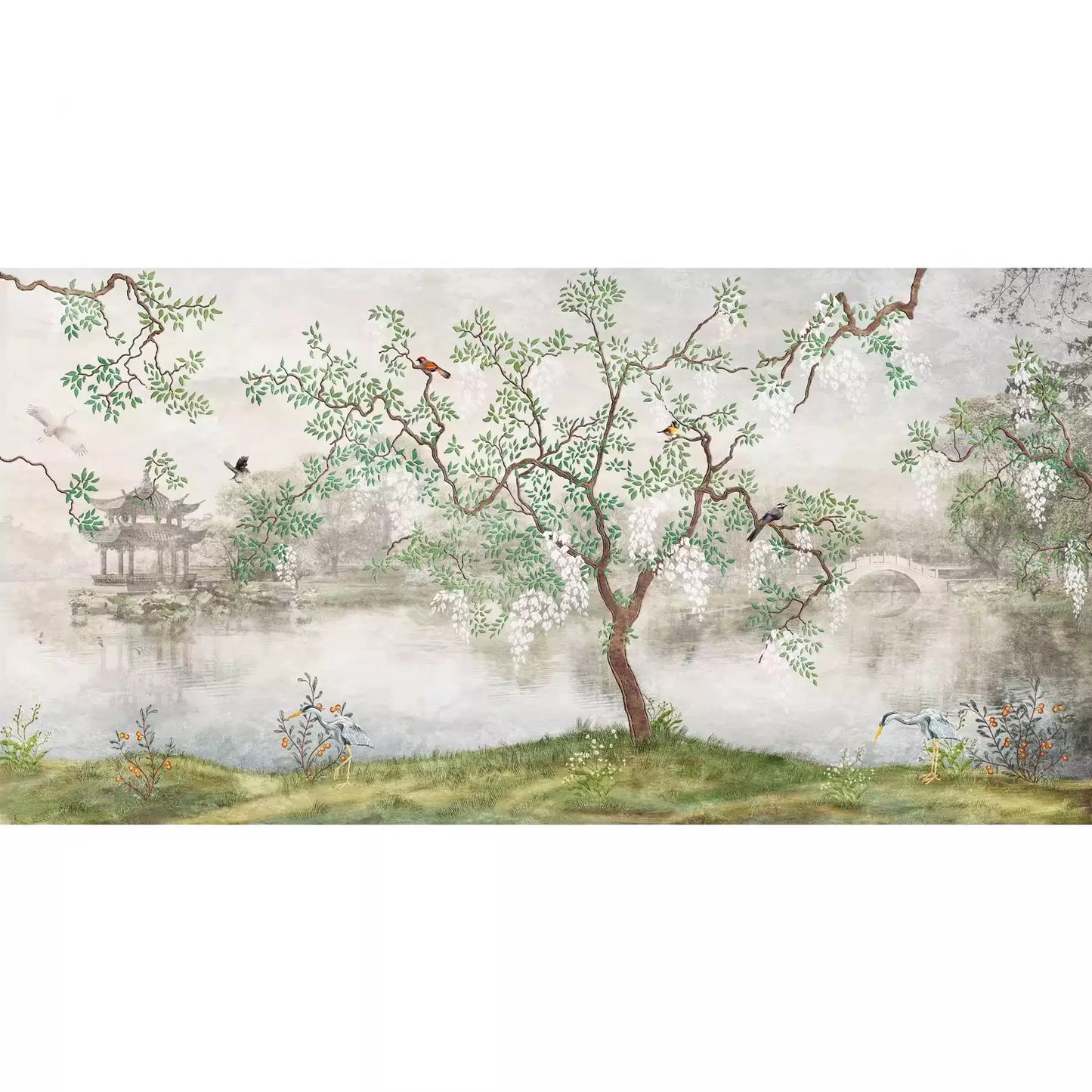custom-wallpaper-mural-for-living-room-pastoral-tree-and-birds
