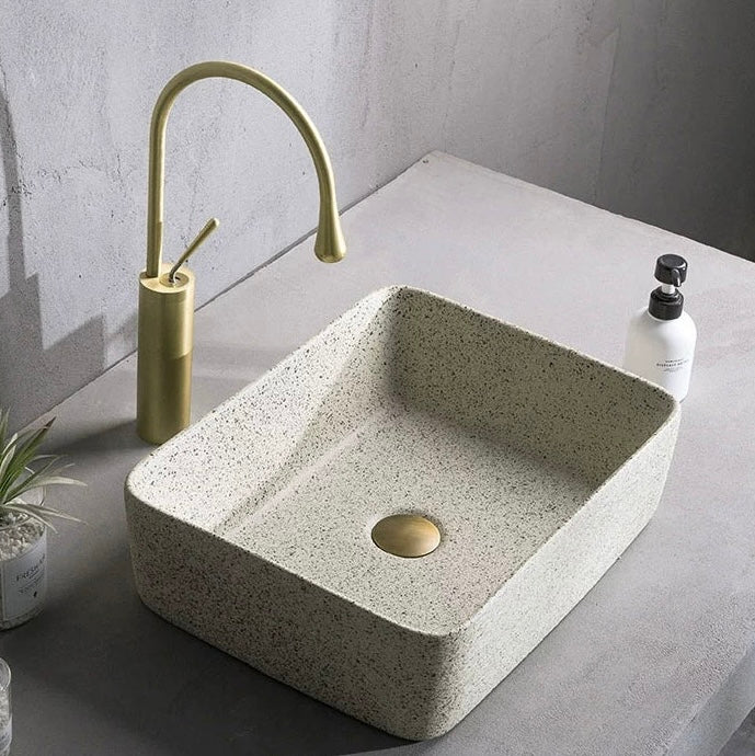Minimalism Chinese Ceramic Countertop Square Basin Lavabo Porcelain Bathroom Sink