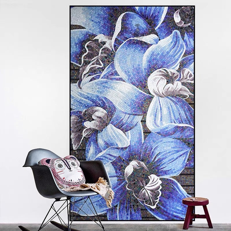 Custom Glass Mosaic Mural Abstract Floral Wall Mural BVM Home