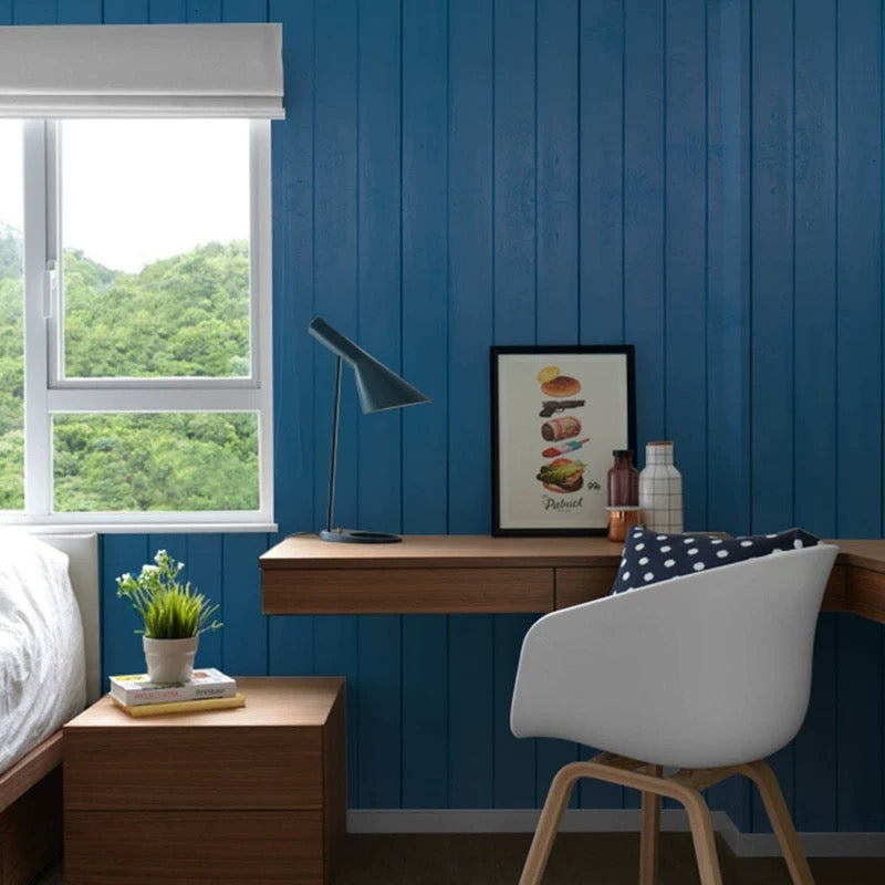 Blue Wood Panel Wallpaper