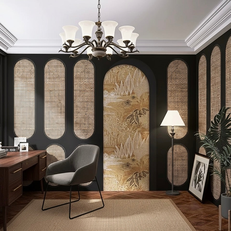 Art Deco Cane & Black Arch Custom Wallpaper Mural - Non-Pasted, Statement Wall