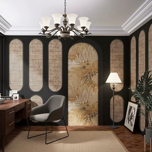 Art Deco Cane & Black Arch Custom Wallpaper Mural - Non-Pasted, Statement Wall