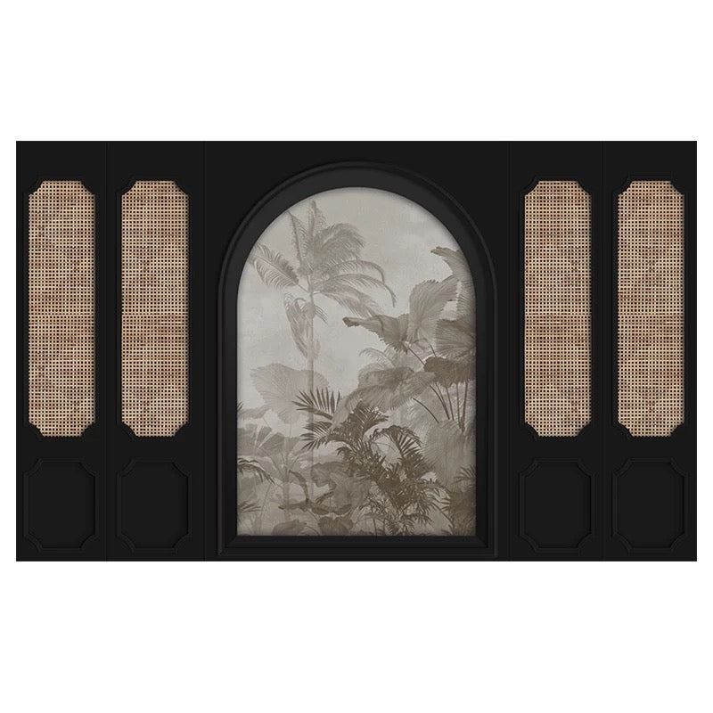Art Deco Cane & Black Arch Custom Wallpaper Mural - Non-Pasted, Statement Wall