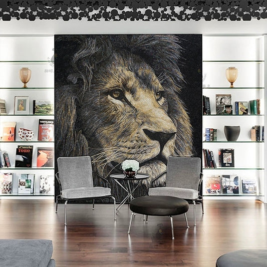 Custom-Luxury-Glass-Mosaic-Mural-Proud-Lion