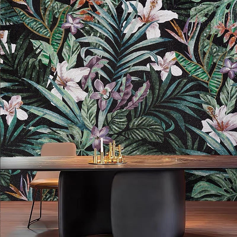 custom-glass-mosaic-mural-tropical-rainforest-plants-and-leaves