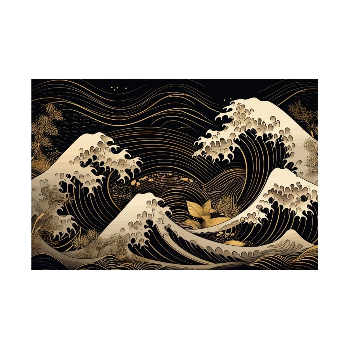 Modern Great Wave Wall Murals - Custom Japanese Ukiyo-e Wallpaper for Living Rooms & Offices