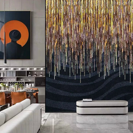 Custom Luxury Glass Mosaic Mural Wall Tiles Abstract Art