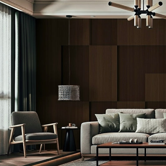 Dark Walnut 3D Panel Wallpaper Mural - Non-Pasted Wood Effect