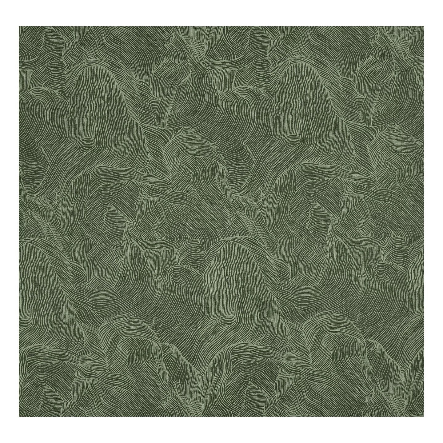 Deep Forest Green Abstract Wave Custom Wallpaper Mural - Non-Pasted Organic Line Art