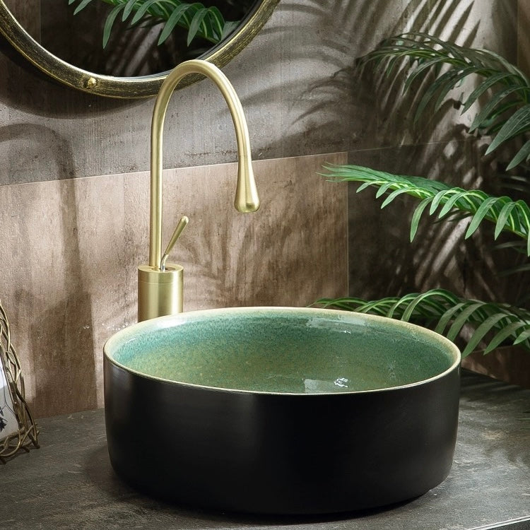 Small Size Chinese Ceramic Countertop Round Basin Lavabo Porcelain Bathroom Sink