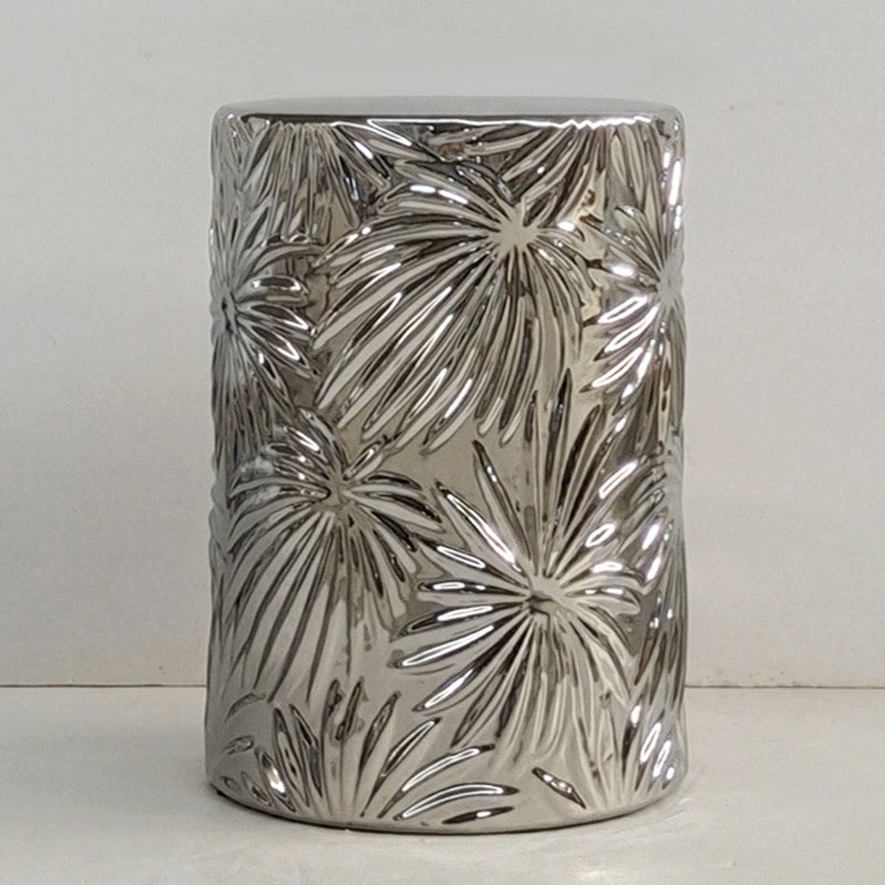 Golden Silver Ceramic Drum Stool Chic Decorative Stool BVM Home