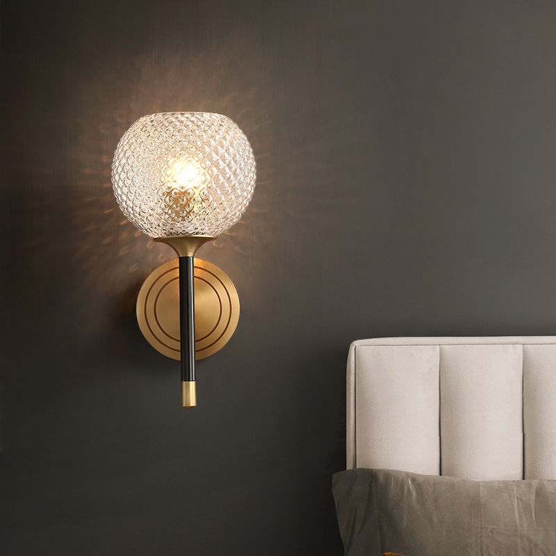 Design Luxury Copper Glass Wall Lamp Fashion Light Fixture