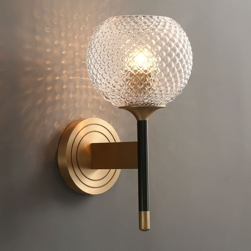 Design Luxury Copper Glass Wall Lamp Fashion Light Fixture