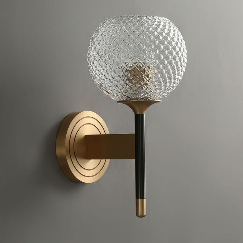 Design Luxury Copper Glass Wall Lamp Fashion Light Fixture