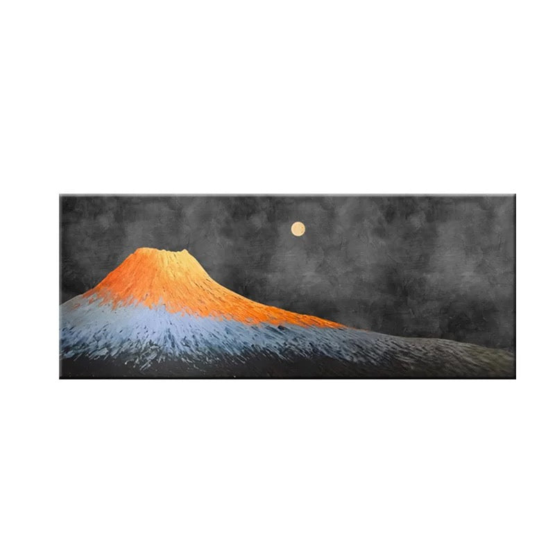 Red Fuji Peak Custom Mural – Textured Japanese Wabi-Sabi Wallpaper
