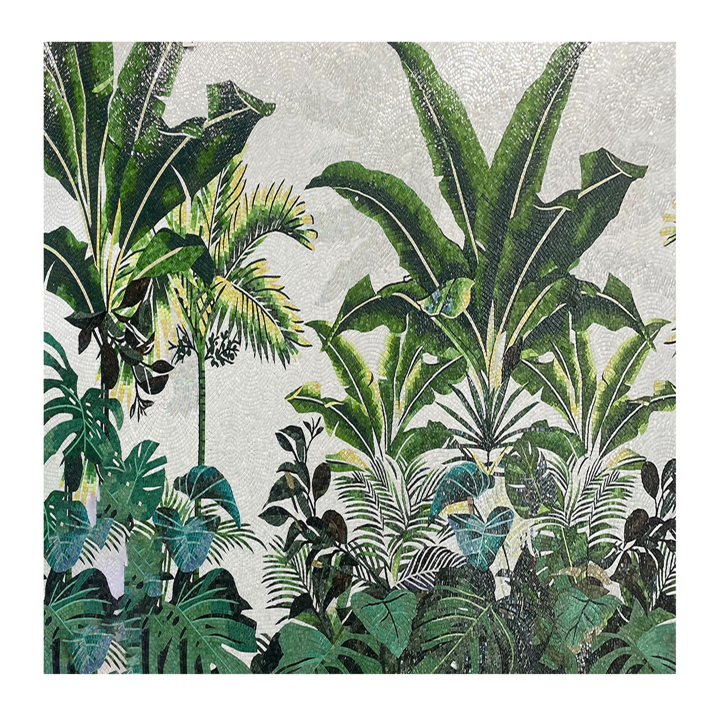 Lush Tropical Paradise Glass Mosaic Mural - Custom Nature Wall Art