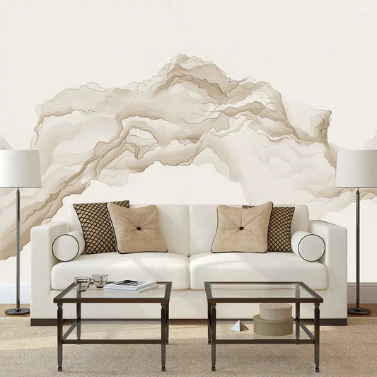 Modern Watercolor Landscape Wall Art Earthy Tone Mural
