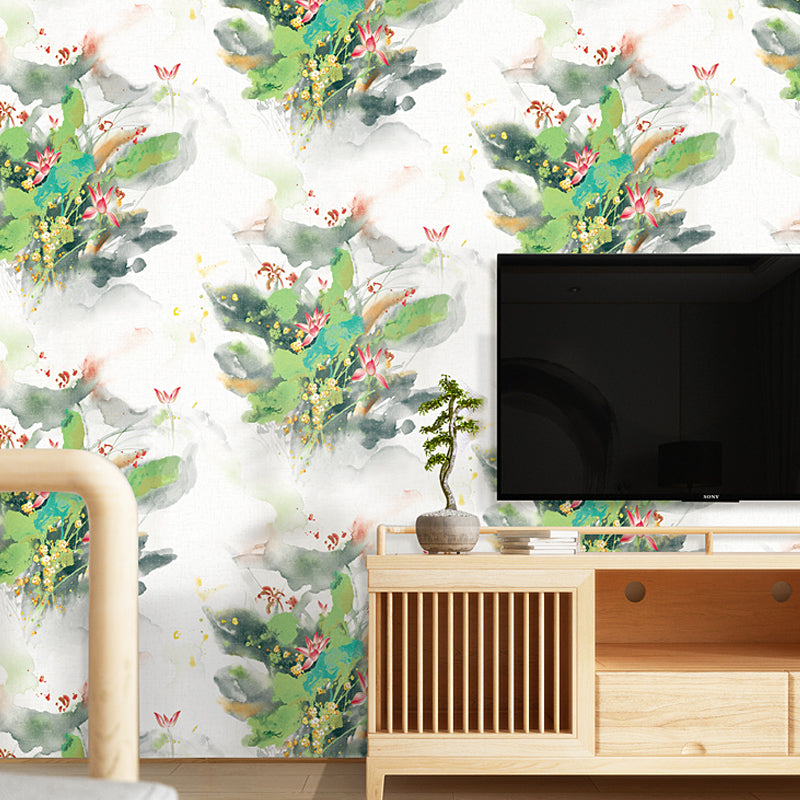 chinoiserie-wallpaper-chinese-style-lotus-floral-wallcovering-5.3-㎡-oriental-decor