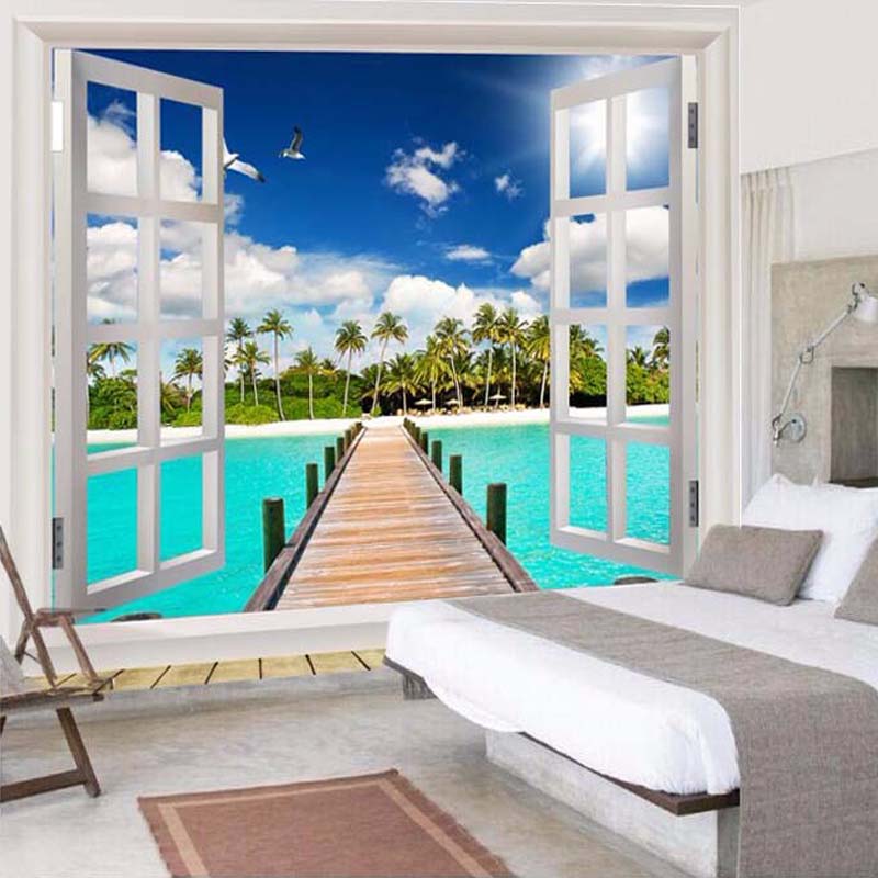 custom-wall-mural-wallcovering-nature-landscape-wallpaper-sea-view-blue-sky