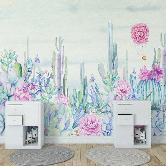 custom-mural-wallpaper-papier-peint-papel-de-parede-wall-decor-ideas-for-bedroom-living-room-dining-room-wallcovering-Hand-painted-Garden-Plant-Flower-Cactus