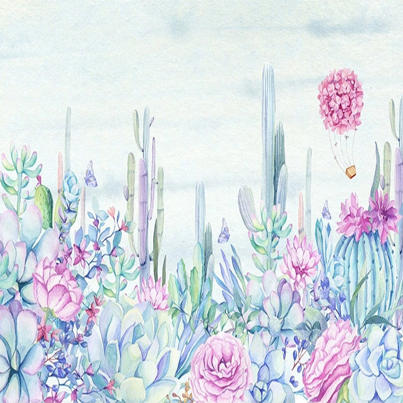 custom-mural-wallpaper-papier-peint-papel-de-parede-wall-decor-ideas-for-bedroom-living-room-dining-room-wallcovering-Hand-painted-Garden-Plant-Flower-Cactus