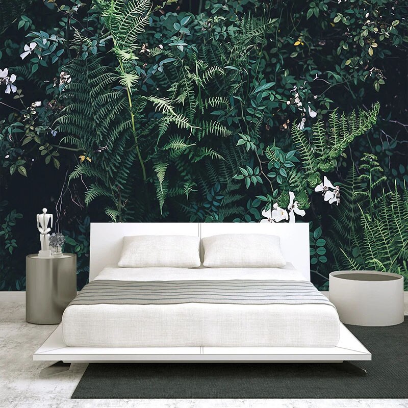 custom-mural-wallpaper-papier-peint-papel-de-parede-wall-decor-ideas-for-bedroom-living-room-dining-room-wallcovering-green-leaves