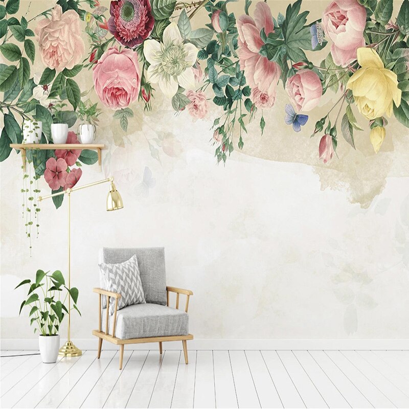 custom-mural-wallpaper-papier-peint-papel-de-parede-wall-decor-ideas-for-bedroom-living-room-dining-room-wallcovering-floral-Rose-Flowers-Painting