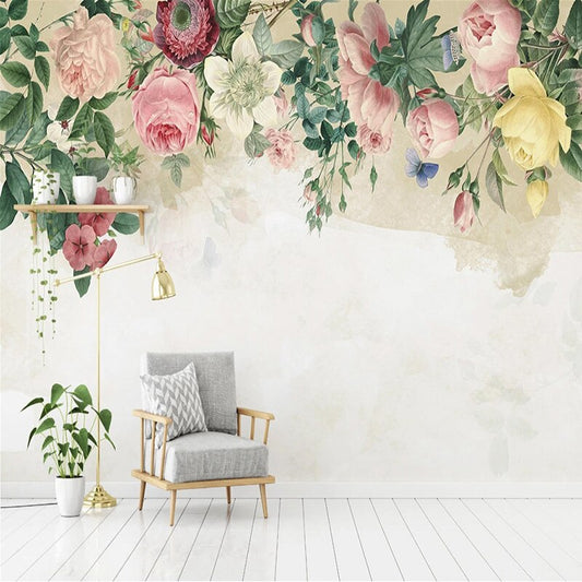 custom-mural-wallpaper-papier-peint-papel-de-parede-wall-decor-ideas-for-bedroom-living-room-dining-room-wallcovering-floral-Rose-Flowers-Painting