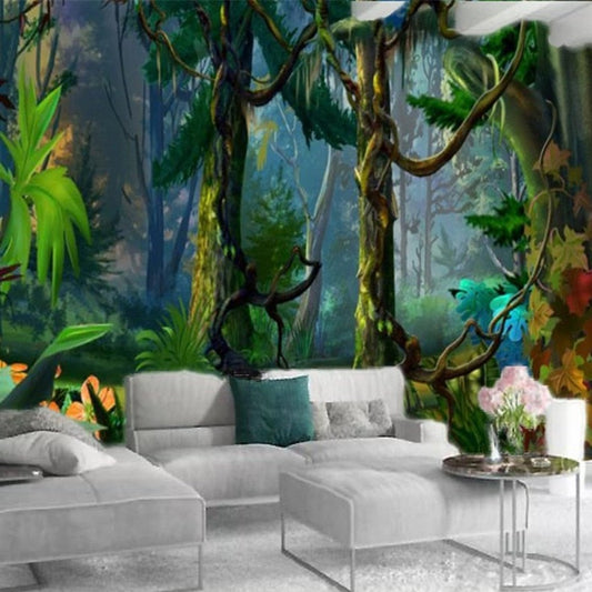 custom-mural-wallpaper-papier-peint-papel-de-parede-wall-decor-ideas-for-bedroom-living-room-dining-room-wallcovering-Dense-Forest-of-Tropical-Rainforest