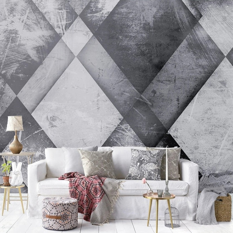 Mural Modern Grey White Wallpaper Modern Abstract 3D 