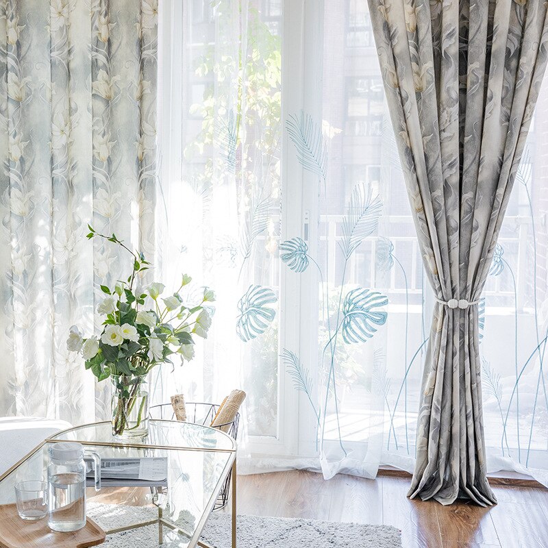 Modern Style Floral Thick Blackout Curtain Window Decor