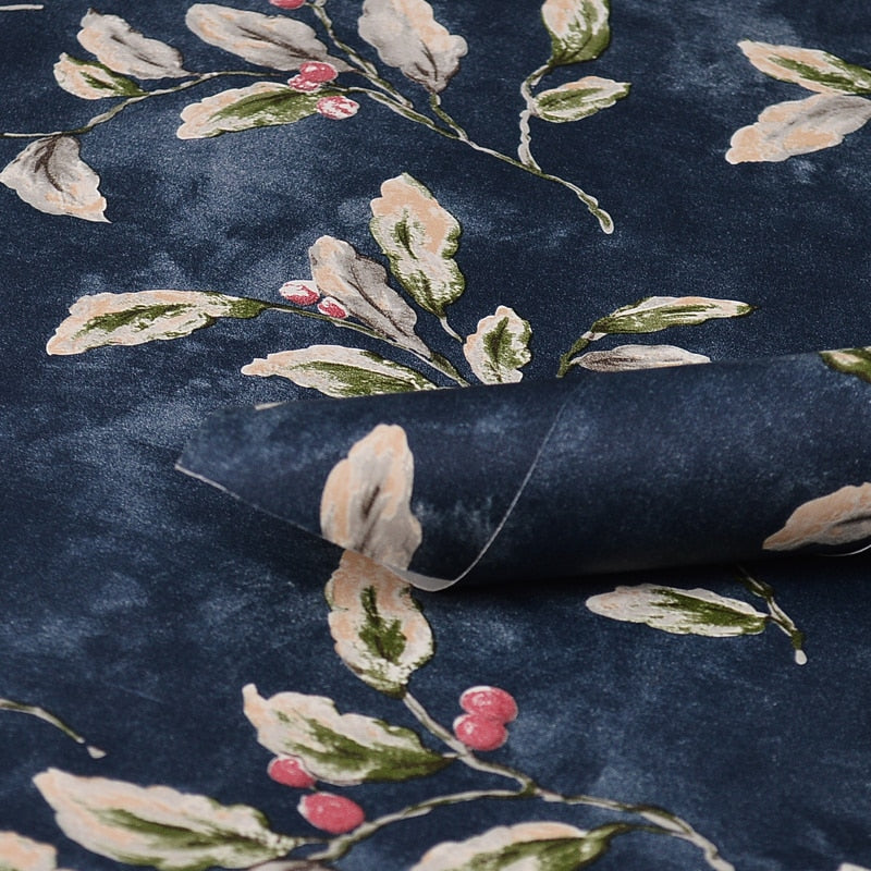american-rustic-wall-papers-home-decor-leaf-flower-blue-wallpaper-roll-for-living-room-bedroom-decoration-mural-papel-pintado-papier-peint