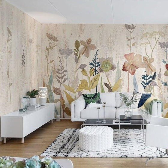 custom-mural-wallpaper-papier-peint-papel-de-parede-wall-decor-ideas-for-bedroom-living-room-dining-room-wallcovering-Countryside-Flower-Mural