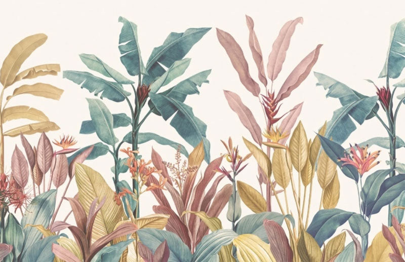 custom-mural-wallpaper-papier-peint-papel-de-parede-wall-decor-ideas-for-bedroom-living-room-dining-room-wallcovering-Hand-Painted-Tropical-Plant-Flower-Banana-Leaf-Abstract-Art-Wall