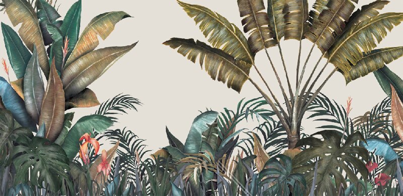 custom-mural-wallpaper-papier-peint-papel-de-parede-wall-decor-ideas-for-bedroom-living-room-dining-room-wallcovering-Tropical-Plants-Jungle-Landscape