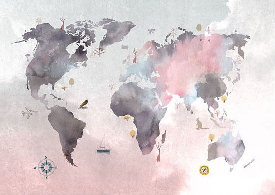 custom-mural-wallpaper-papier-peint-papel-de-parede-wall-decor-ideas-for-bedroom-living-room-dining-room-wallcovering-colorful-world-map