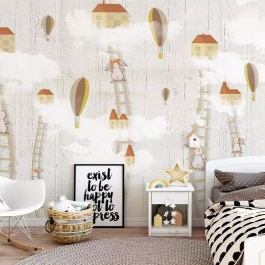 custom-mural-wallpaper-papier-peint-papel-de-parede-wall-decor-ideas-for-bedroom-living-room-dining-room-wallcovering-Cartoon-House-Wall-paper-Mural-3D-Sky-Scaling-Ladder-kids-room