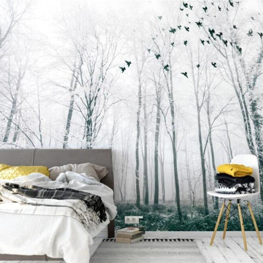 custom-photo-mural-wallpaper-black-and-white-big-tree-snow-scene-forest-bird-background-wall-3d-wallpaper-tapety-papier-peint