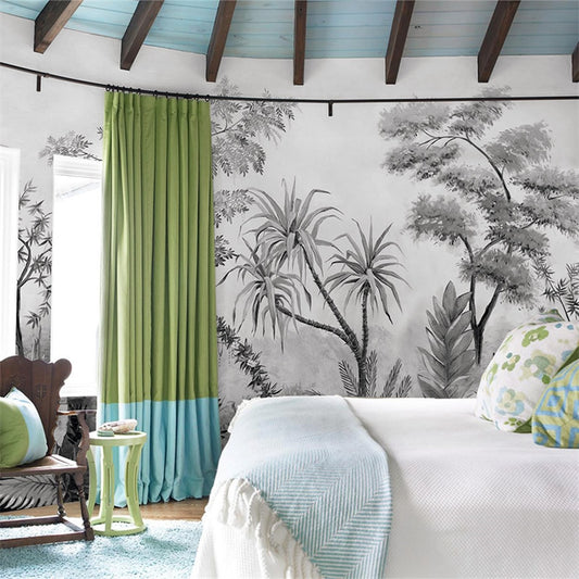 custom-mural-wallpaper-papier-peint-papel-de-parede-wall-decor-ideas-for-wallcovering-Tropical-Rainforest-Plant-Forest-black-and-white