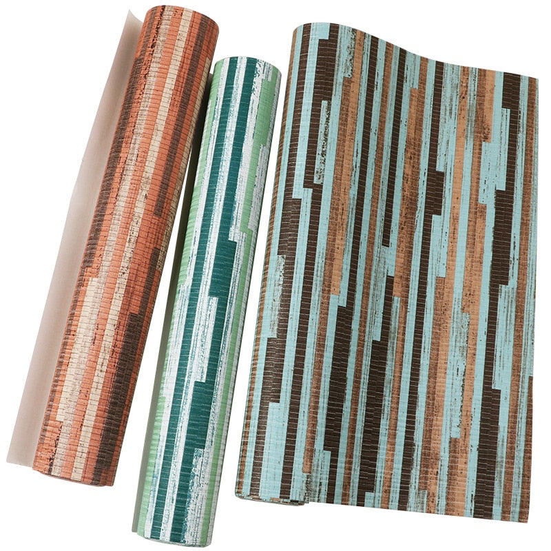 blue-brown-green-modern-dark-wood-horizontal-stripes-vinyl-wallpaper-roll-rustic-colored-wood-designed-wall-paper-for-backdrop