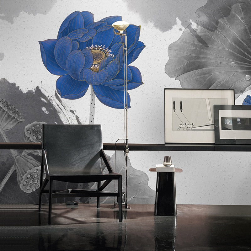 chinese-style-water-ink-lotus-blue-abstract-art-mural-wallpaper-bedroom-study-living-room-tv-backdrop-home-decor-papel-de-parede