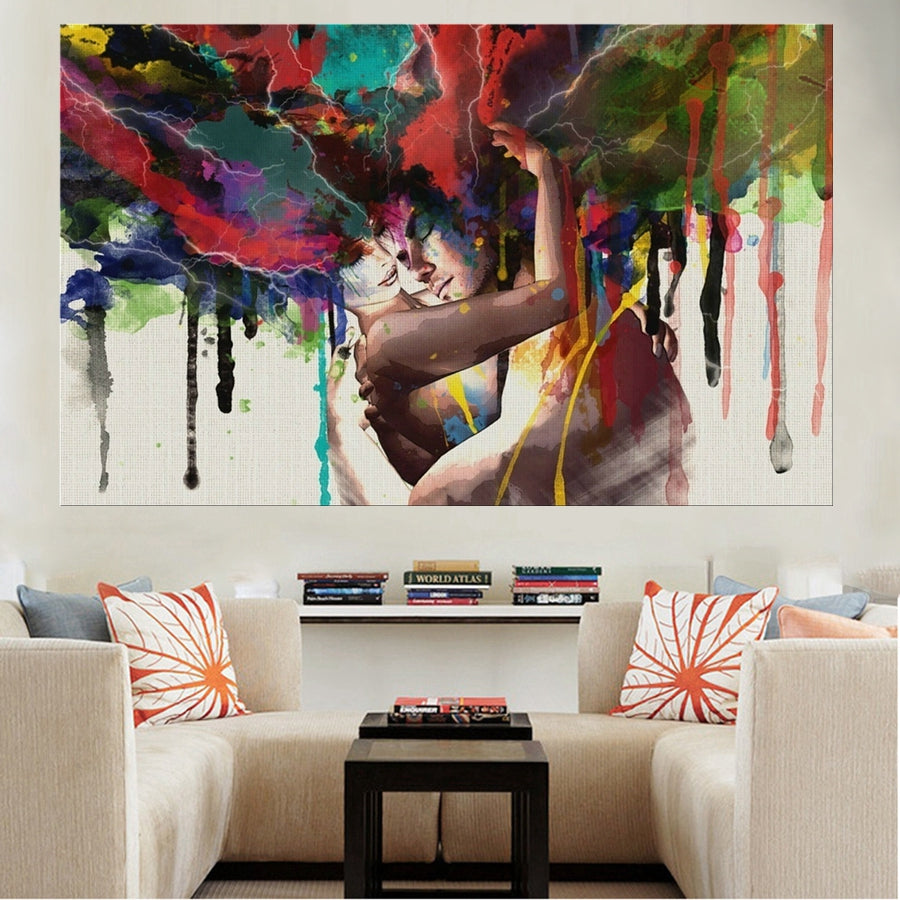 wall-art-wall-decor-canvas-print-living-room-graffiti-lovers-couple