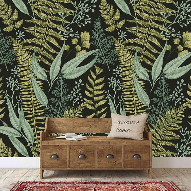 Custom Mural Wallpaper Tropical Fern Plant Green Leaf BVM Home